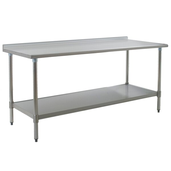 Eagle Group UT2484EB 24" x 84" Stainless Steel Work Table with Undershelf and 1 1/2" Backsplash 1 Eagle Group UT2484EB 24" x 84" Stainless Steel Work Table with Undershelf and 1 1/2" Backsplash