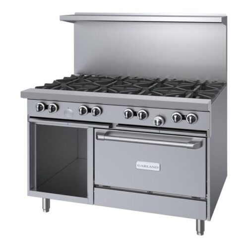 Garland G48-8RS Natural Gas 8 Burner 48" Range with Standard Oven and Storage Base - 302,000 BTU