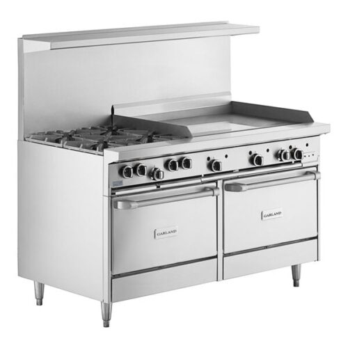 Garland G60-4G36RR Natural Gas 4 Burner 60" Range with 36" Griddle and 2 Standard Ovens - 262,000 BTU