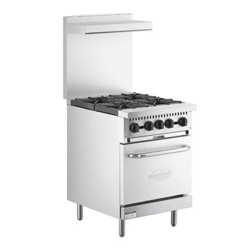 MainStreet Equipment E24-N Natural Gas 4 Burner 24" Range with Space Saver Oven - 150,000 BTU