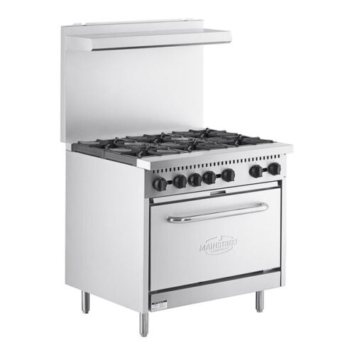 MainStreet Equipment E36-N Natural Gas 6 Burner 36" Range with Standard Oven - 210,000 BTU