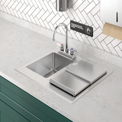 Regency 21" x 18" Stainless Steel Drop-In Hand Sink with Faucet and Ice Bin - 20 lb.