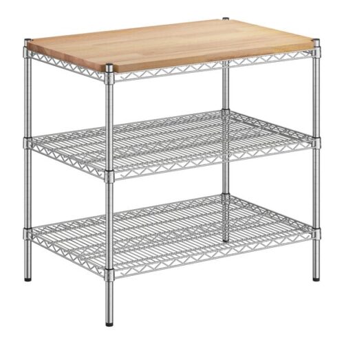 Regency 24" x 36" x 34" Chrome 3-Shelf Kit with Removable Wooden Shelf