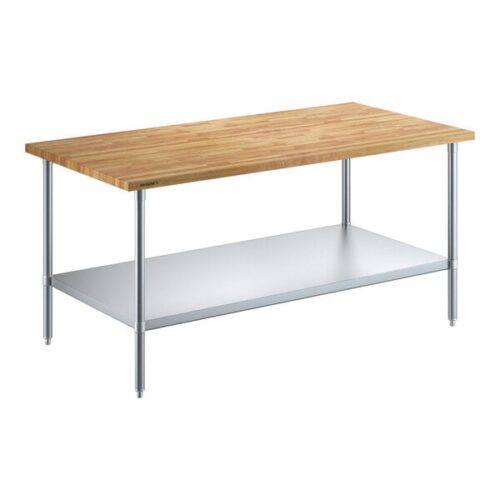 Regency 36" x 72" Wood Top Work Table with Galvanized Base and Adjustable Undershelf