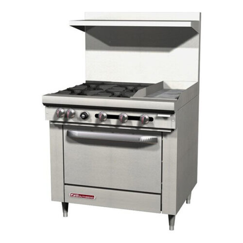 Southbend S36D-1G S-Series 36" Liquid Propane 4-Burner Range with 12" Griddle and Standard Oven - 149,000 BTU