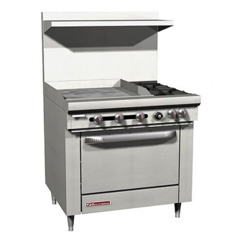 Southbend S36D-2GR S-Series 36" Liquid Propane 2-Burner Range with 24" Griddle and Standard Oven - 149,000 BTU