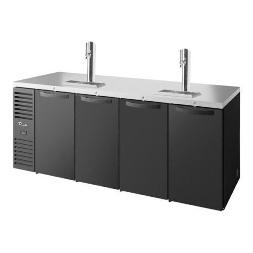True TDR92-RISZ1-L-B-SSSS-1 92" 2 Single Tap Kegerator Beer Dispenser - Black, (4) 1/2 Keg Capacity