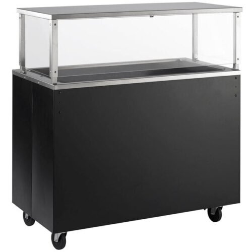 Vollrath 39701 2-Series 46" Black Portable Buffet / Serving Station with Solid Base and Cafeteria Breath Guard