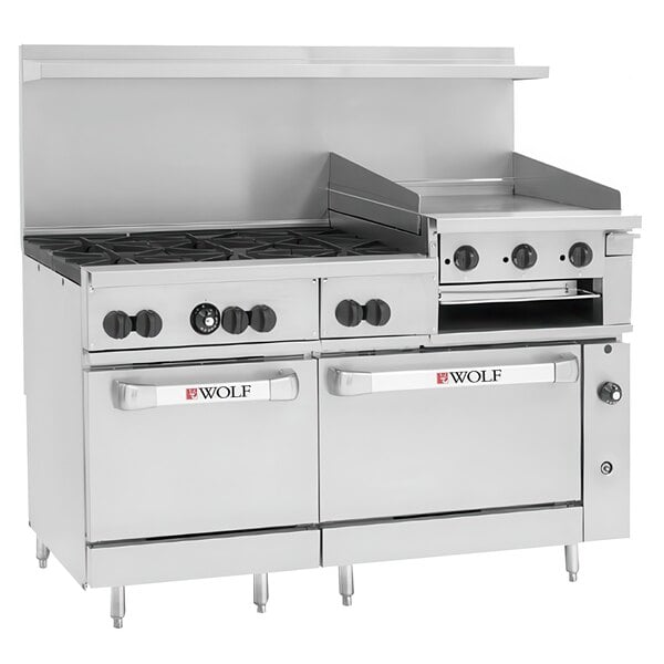 Wolf by Vulcan C60SC-6B24GBN Challenger XL Series Natural Gas 60" Manual Range with 6 Burners, 24" Griddle/Broiler, 1 Standard, and 1 Convection Oven - 268,000 BTU 1 Wolf by Vulcan C60SC-6B24GBN Challenger XL Series Natural Gas 60" Manual Range with 6 Burners, 24" Griddle/Broiler, 1 Standard, and 1 Convection Oven - 268,000 BTU