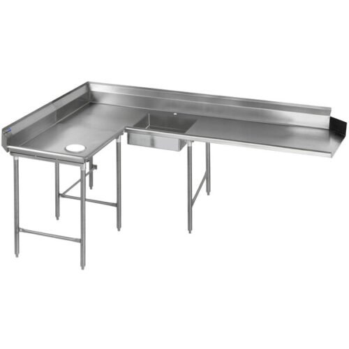Eagle Group SDTCL-96-16/3 96" 16 Gauge Stainless Steel Left Dishlanding Soil L-Shape Dishtable