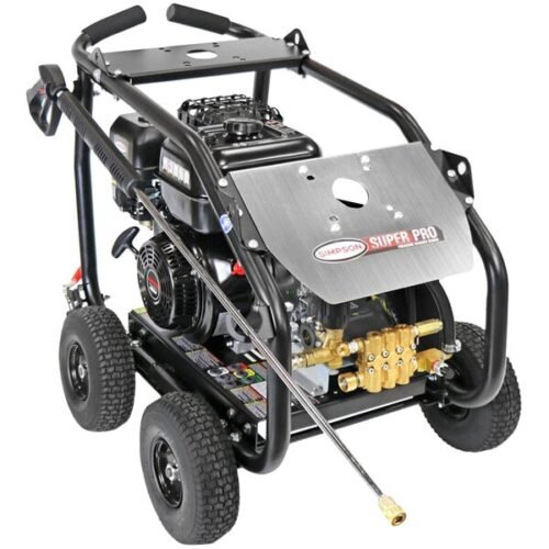 Simpson 65211 Super Pro Pressure Washer with Roll Cage, Simpson Belt-Driven Engine, and 50' Hose - 4,400 PSI; 4 GPM