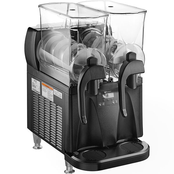 Bunn 58000.0012 Ultra NX Black Double 3 Gallon Slushy Machine with Flat Lids - 120V 1 Bunn 58000.0012 Ultra NX Black Double 3 Gallon Slushy Machine with Flat Lids - 120V