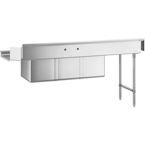Regency 16-Gauge 7' Soiled / Dirty Dish Table with 3-Compartment Sink - 16" x 20" x 14" Bowls - Left Drainboard