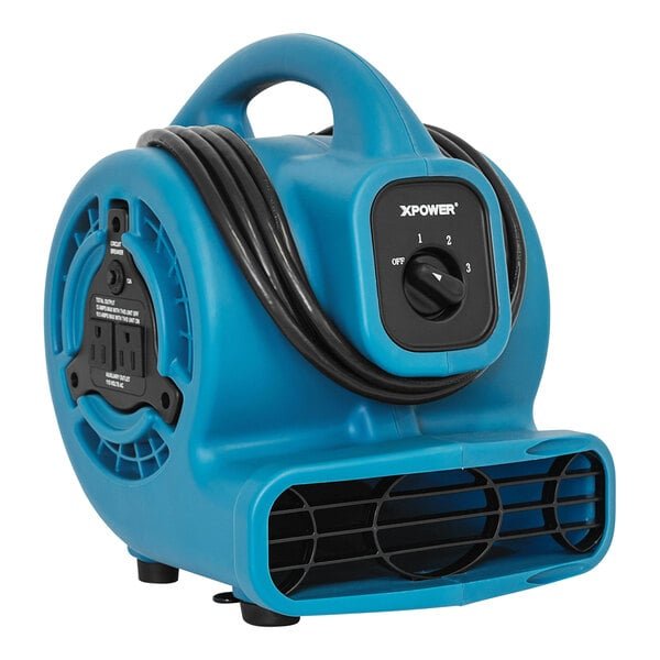 XPOWER P-80A-Blue 3-Speed Air Mover with GFCI Power Outlets - 600 CFM; 115V 1 XPOWER P-80A-Blue 3-Speed Air Mover with GFCI Power Outlets - 600 CFM; 115V